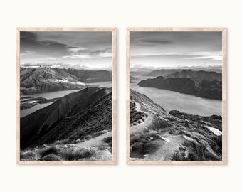 Black and White Mountain Landscape Set of 2, Black and White Photography, Printable Wall Art, Landscape Nature Digital Print