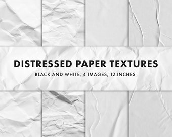 Papiertextuur, Digitale Papiertextuurachtergrond, 4 afbeeldingen, JPEG-bestanden van hoge kwaliteit, Abstract Distressed Texture