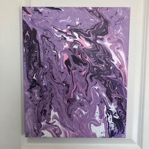 Purple Acrylic Pour Painting Wall Art