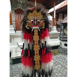Premium large Rangda mask/FREE Handpainting head cover Rangda&#39;s cloth/Balinese rangda / leak mask