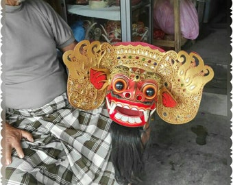 Luxury Barong mask/ free shipping/fine collection barong mask/ balinese barong mask/ made from pule wood,gemstone,silver,genuine cow leather