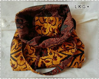 Cabas en batik réversible/Sac en batik indonésien/Sac en batik classique/Motif batik traditionnel javanais
