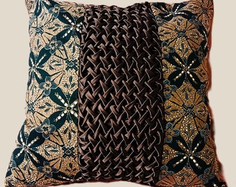 Batik sofa Pillow Cover with Smocking embroidery/ 50 cm x 50 cm/ 20" X 20 "/Indonesian Batik Pillow case/ Sofa pillow cover