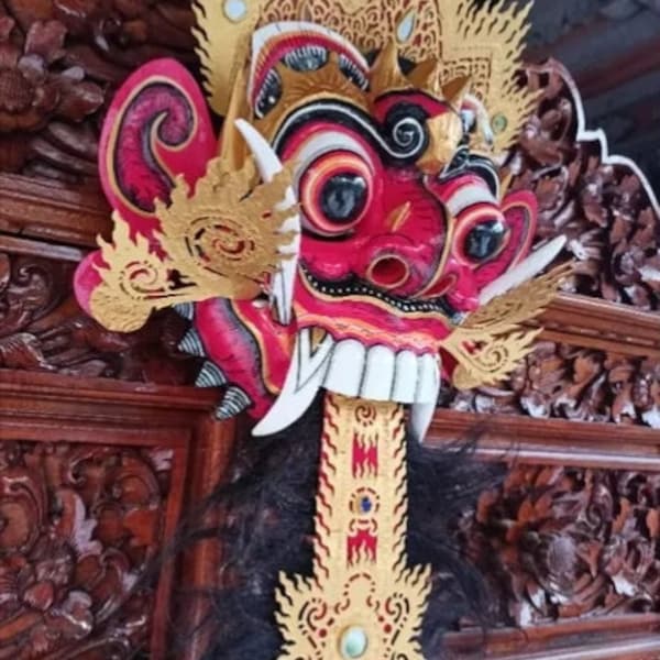 balinese Rangda mask without hair/Leak wooden mask/luxury hanging wall decor/balinese demon mask/Free shipping/scary mask