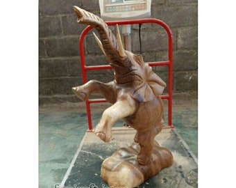 Estatua de elefante de pie/Envío gratuito/Estatua de elefante de madera maciza/Estatua de madera maciza de suar/Arte de madera de Indonesia