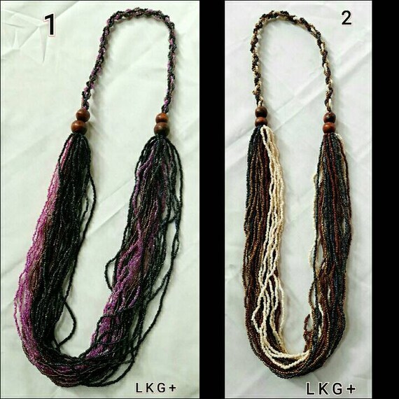2 Pcs Beaded Necklace ethnic Jewelry handmade Necklace indonesian