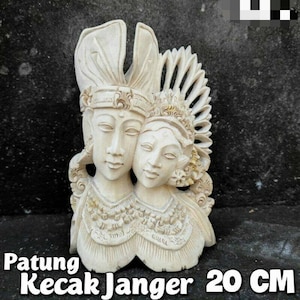 Kecak janger head statue/balinese dancer statue/balinese sculpture/Free shipping/table top statue