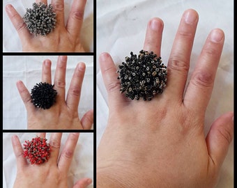 4pcs beaded rings/ Beaded flower rings/flower stretch ring/boho jewelry