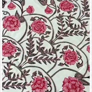 美しい高級コットンバティック/バラ柄インドネシアバティック/バティックサロン/縫製・工芸用/ジャワバティック生地