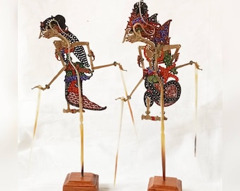 Fine Quality Mini Couple shadow puppets Rama Shinta/Javanese shadow puppets/Wayang kulit/Rama Shinta shadow puppets