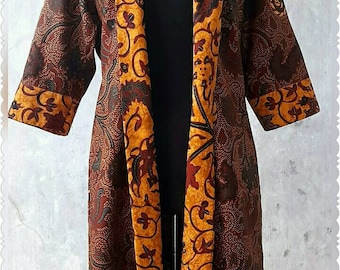 Blazer batik/US Size  /batik coat/ batik cardigan/javanese classic pattern blazer/sogan batik blazer/outer batik/Indonesian batik blazer