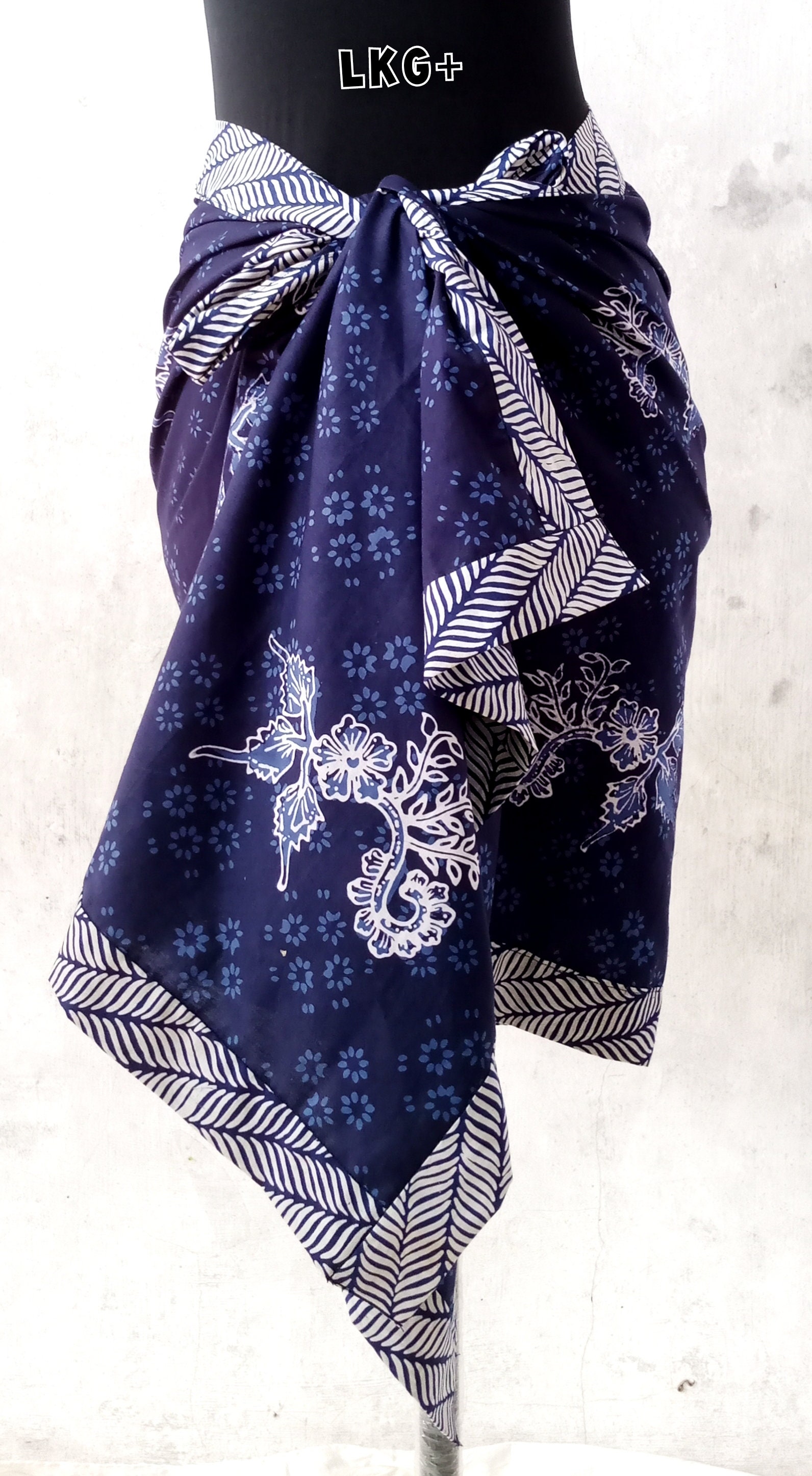 Long Rectangle batik scarf/200 cm x 60 cm/Hand stamp batik shawl/Batik outer/ Batik head wrap/ Batik bikini wrap/ Batik table runner