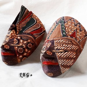 Un par de máscaras Rama Shinta/Envío gratuito/Decoración de pared de madera/Caracteres wayang de Indonesia/Máscara tallada en madera de Java/Máscara de madera batik/Máscara batik