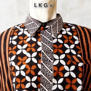 Camicia batik/Taglia L/Camicia batik etnica/Camicia batik giavanese/Camicia batik con timbro a mano/Camicia batik con motivo tradizionale/Camicia batik boho