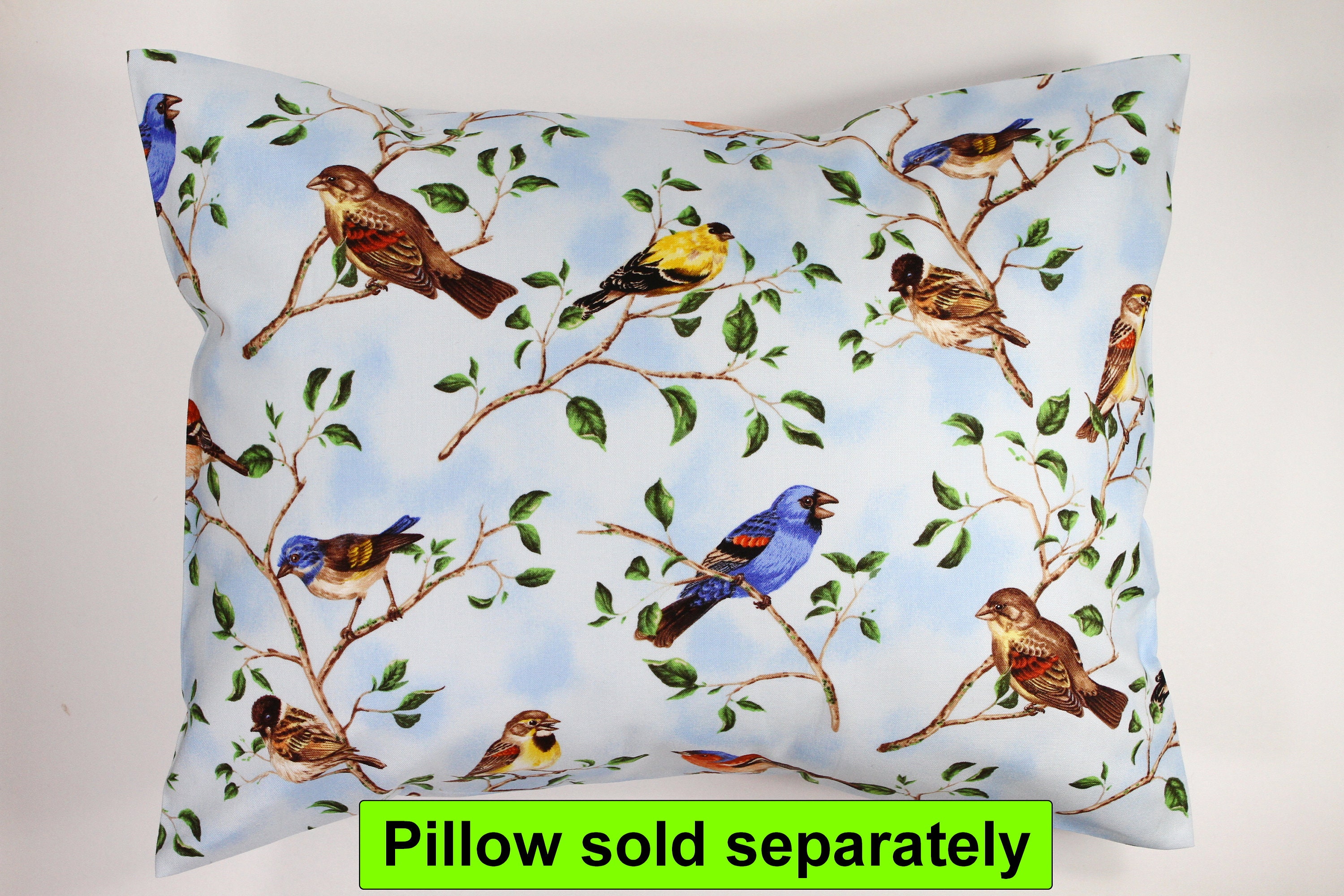Travel Pillow Case Cute Birds Handmade Cotton Sizes Etsy