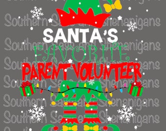 Santa's Favorite Parent Volunteer Elf Boy Girl SVG PNG