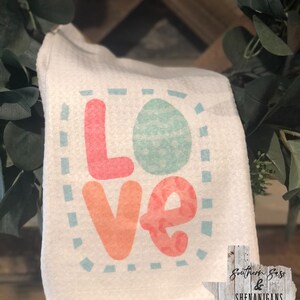 LOVE Easter Egg Kitchen Towel Easter Decoration Gift