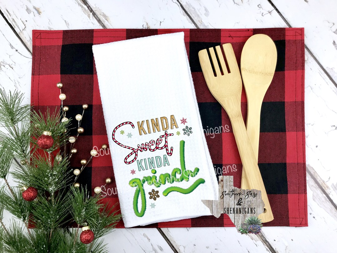 Kinda Sweet Kinda Grinch Christmas Hand Towel Etsy