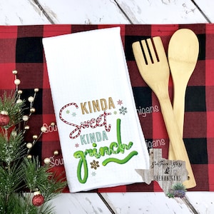 Kinda Sweet Kinda Grinch Christmas Hand Towel