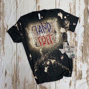 Adult Land of the Free Leopard Bleached Shirt Memorial Day 4th of July Independence Day Veterans Day