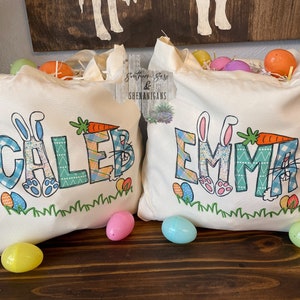 Personalized Easter Tote Bag Easter Egg Hunt Boy Girl Easter Basket Gift image 1