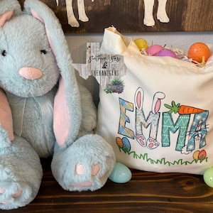 Personalized Easter Tote Bag Easter Egg Hunt Boy Girl Easter Basket Gift image 4