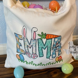 Personalized Easter Tote Bag Easter Egg Hunt Boy Girl Easter Basket Gift image 5