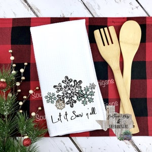 Toalha de mão de Natal de inverno com flocos de neve de leopardo personalizados