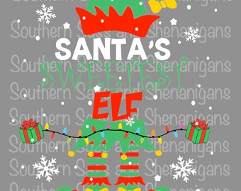 Santa's Sweetest Elf Boy Girl SVG PNG