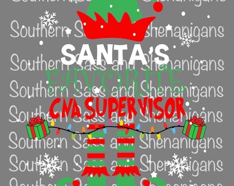 Santa's Favorite CNA Supervisor Boy Girl Elf SVG PNG