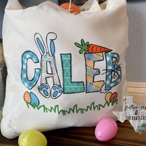 Personalized Easter Tote Bag Easter Egg Hunt Boy Girl Easter Basket Gift image 3