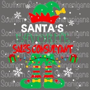 Santa's favoriete Sales Consultant elf jongen meisje SVG PNG