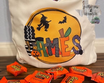 Personalized Halloween Tote Bag Trick or Treat Bag Boy Girl