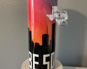 Be Alguien Houston City Skyline 20 oz Vaso flaco Acuarela