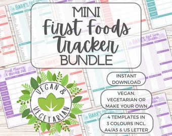 First Foods Tracker Mini Bundle | Vegan & Vegetarian | Baby Meal Planner | Baby Led Weaning or Purees | Digital Download Printable | FTPSTL