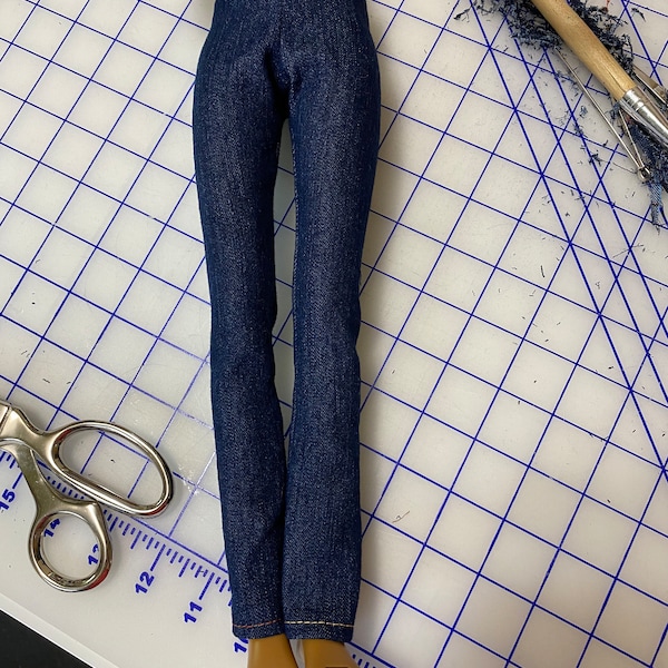 Dark Blue Stretchy Jeans for Lorifina Dolls