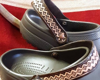 leather strap crocs