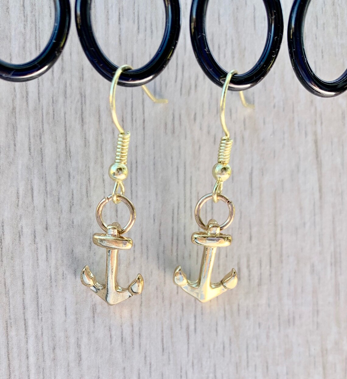 Gold Anchor Earrings / Small Gold Anchor Earrings / Golden Etsy