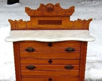 Hand drawn commode with lamp on it. eastlake dresser etsy