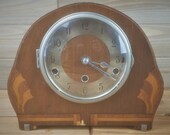 Vintage Art Deco Westminster Chimes Clock By Norland, England, Wooden Mantle Clock