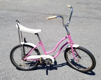 pink banana seat bike