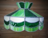 Vintage Green Stained Glass Shade Hanging Lamp Ceiling Light
