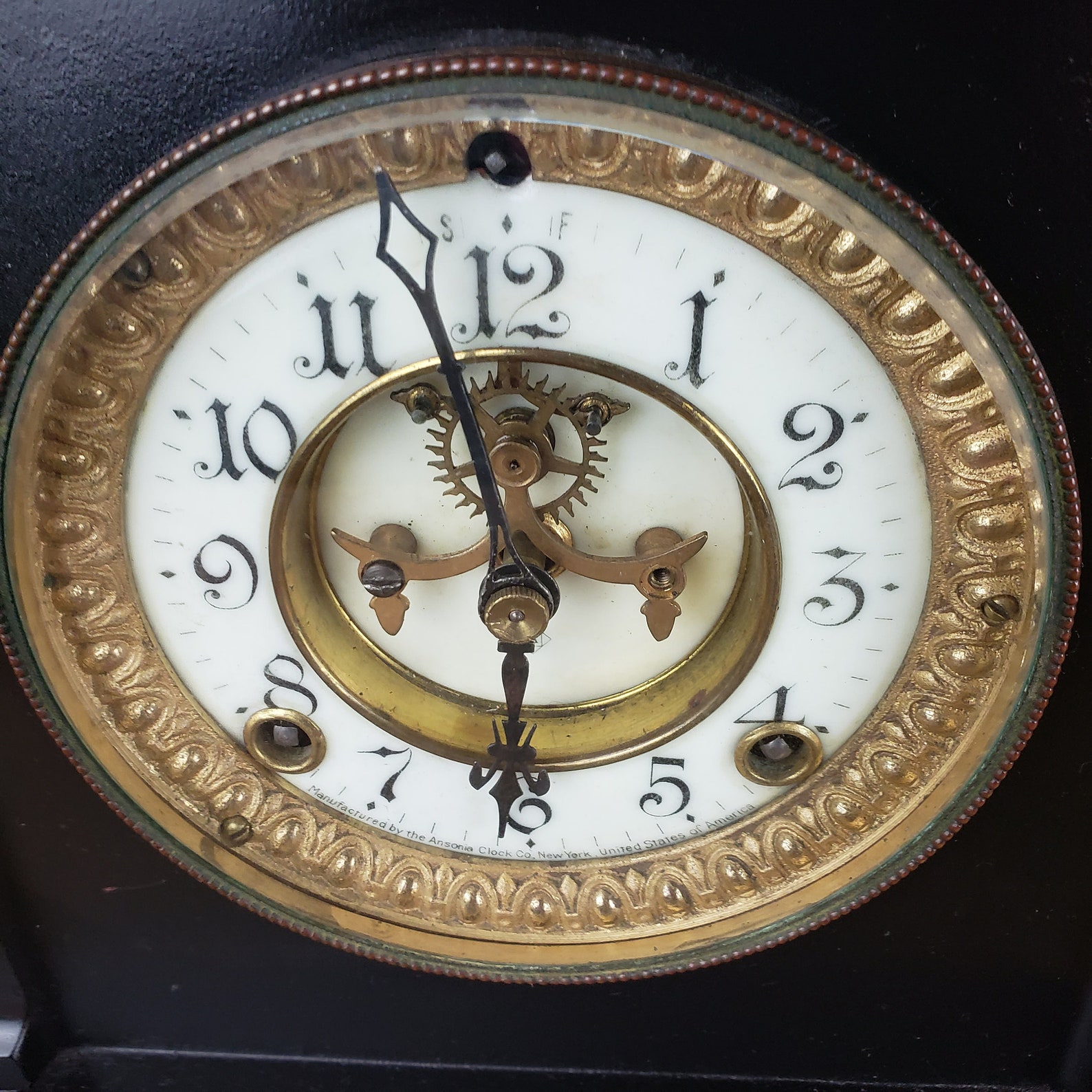 Antique 1881 Ansonia Mantel Clock Open Escapement Iron Case Etsy