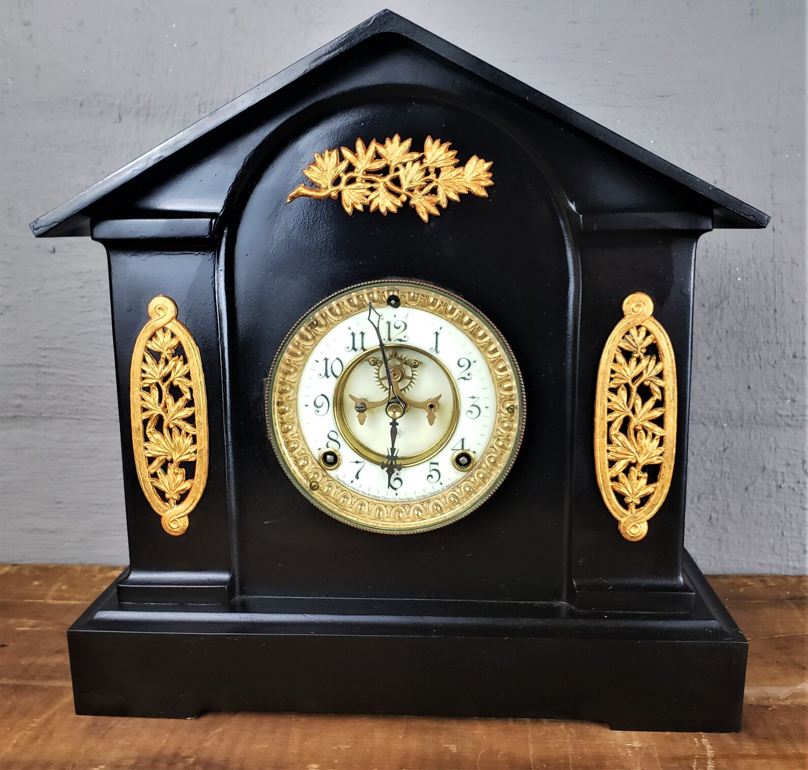 Antique 1881 Ansonia Mantel Clock Open Escapement Iron Case Etsy