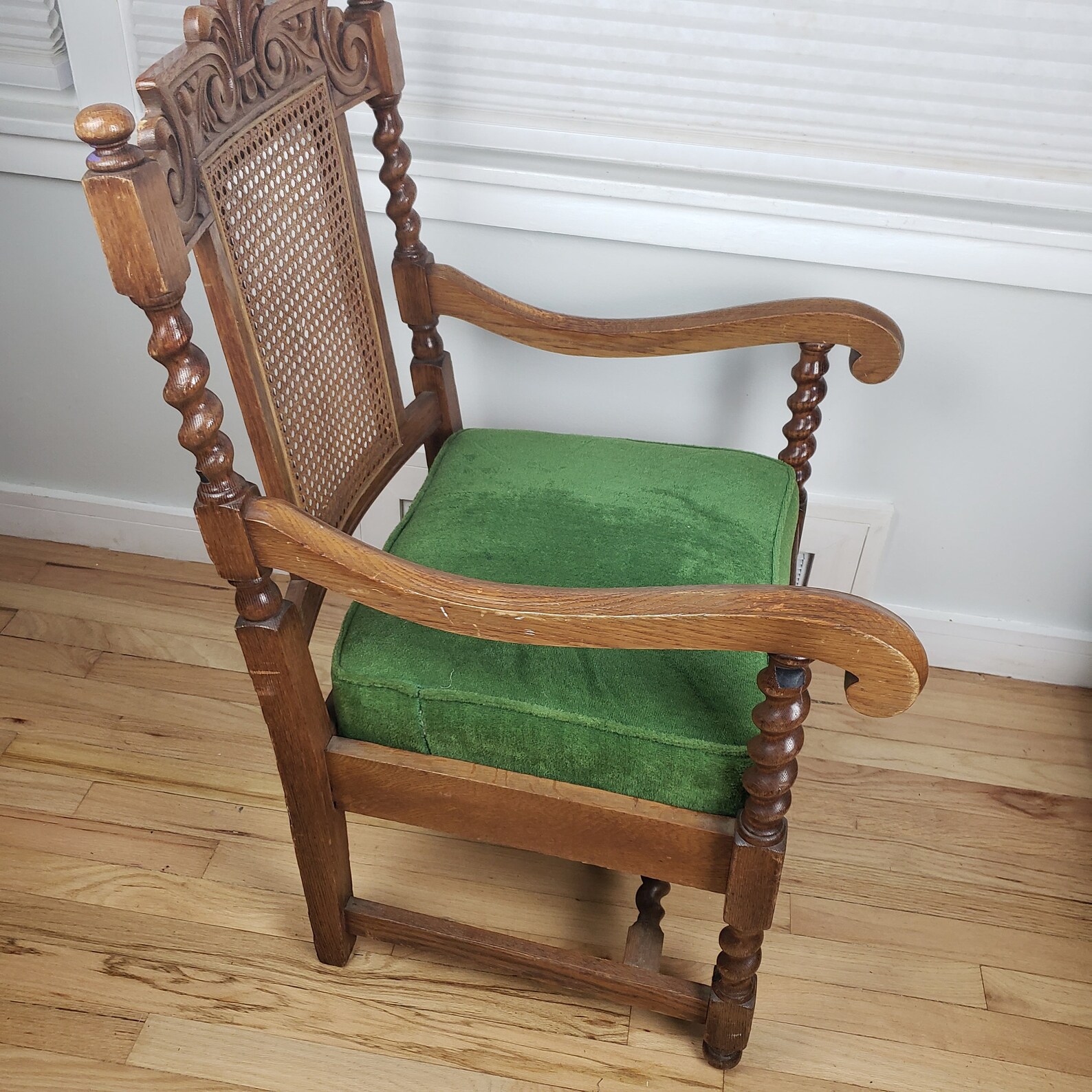 Antique Jacobean Style Chair Early 20th century Caned Back Etsy