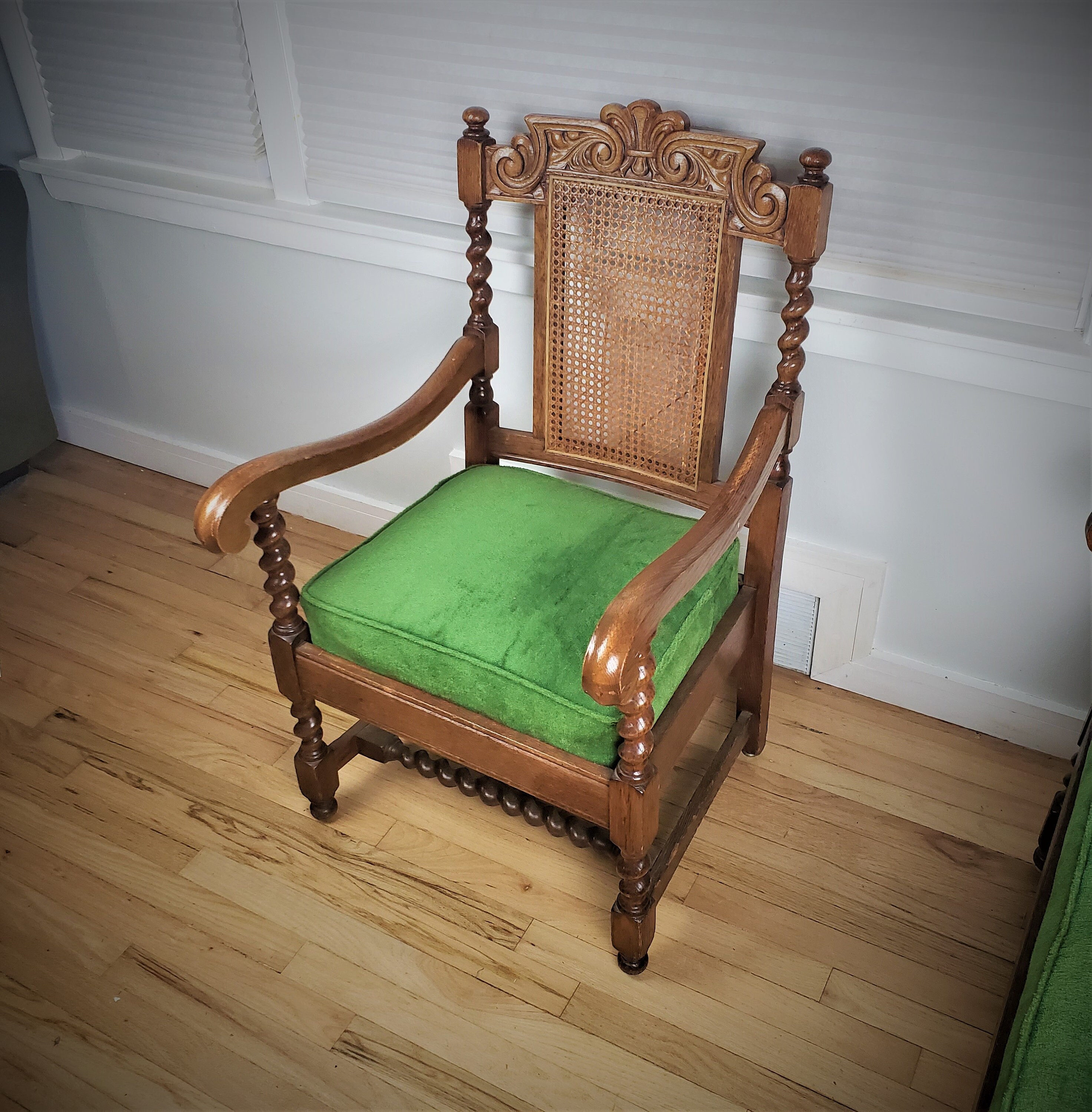 Antique Jacobean Style Chair Early 20th century Caned Back Etsy