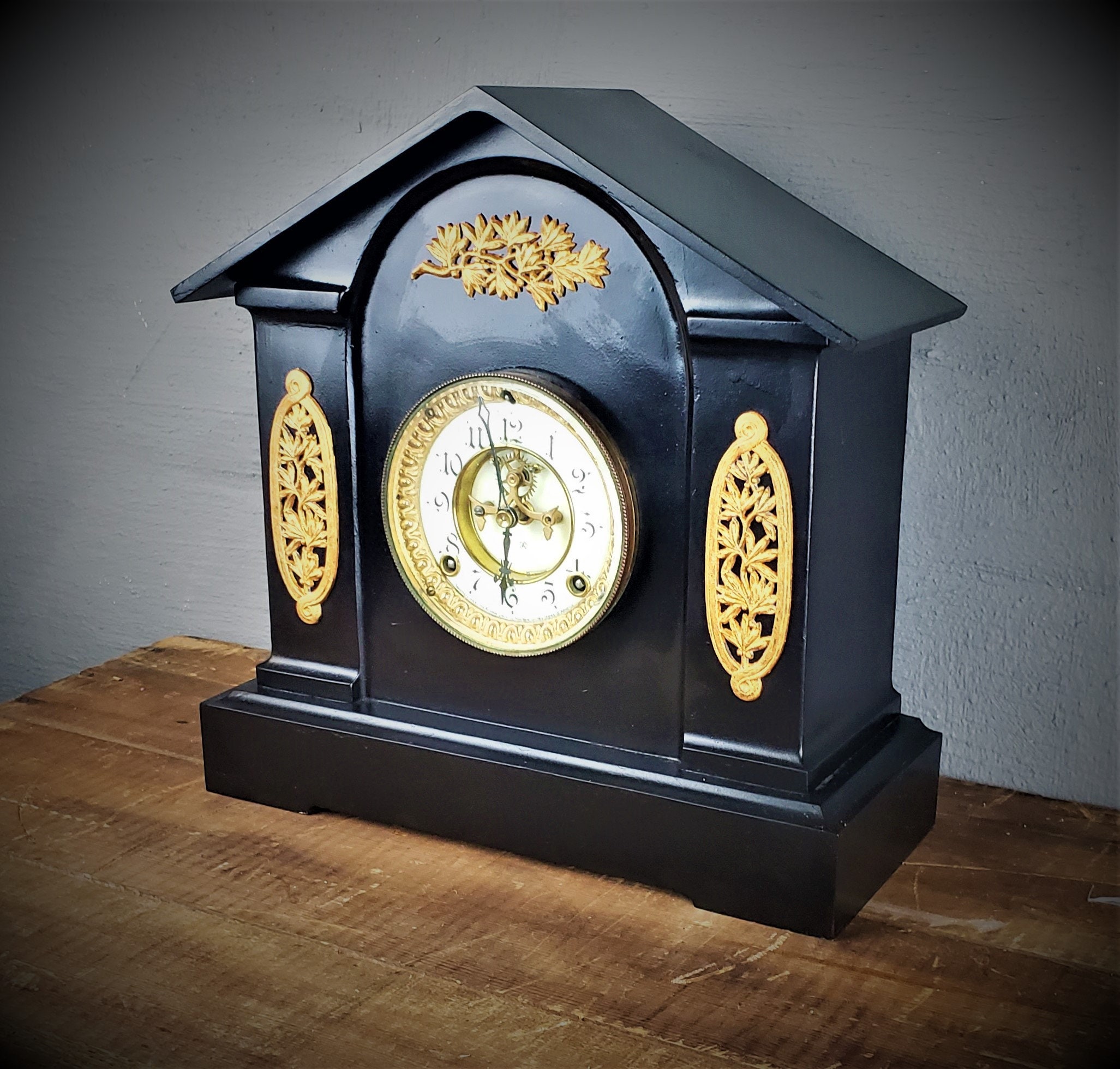 Antique 1881 Ansonia Mantel Clock Open Escapement Iron Case Etsy