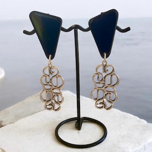 Silver art deco clip on earrings, tribal earrings, boho jewelry