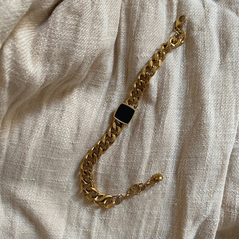 18K Gold Geometric Chain Bracelets 5 Designs Square Chains | Etsy