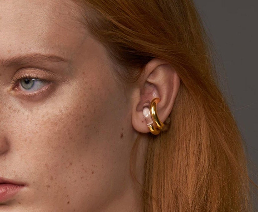 18K Gold Non Piercing Ear Cuff Opaque Ear Huggies Cartilage Etsy